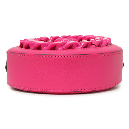 Exclusive Versace Fuchsia Calfskin La Medusa Mini Round Disco Chain Crossbody Bag — Top View