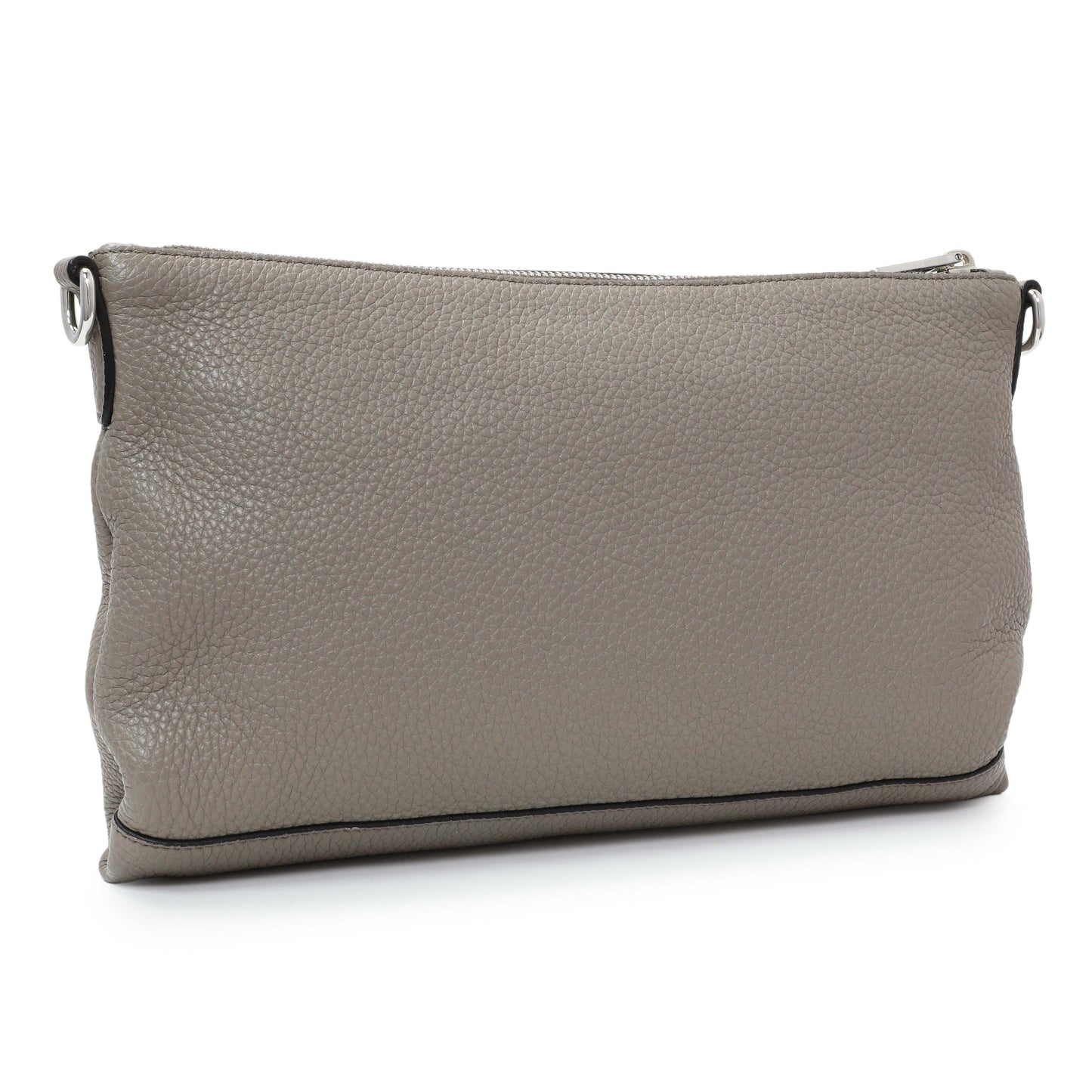 Exclusive Prada Grey Vitello Daino Soft Zippered Shoulder Bag — Side View