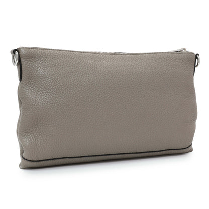 Exclusive Prada Grey Vitello Daino Soft Zippered Shoulder Bag — Side View