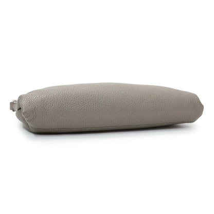 Exclusive Prada Grey Vitello Daino Soft Zippered Shoulder Bag — Back View
