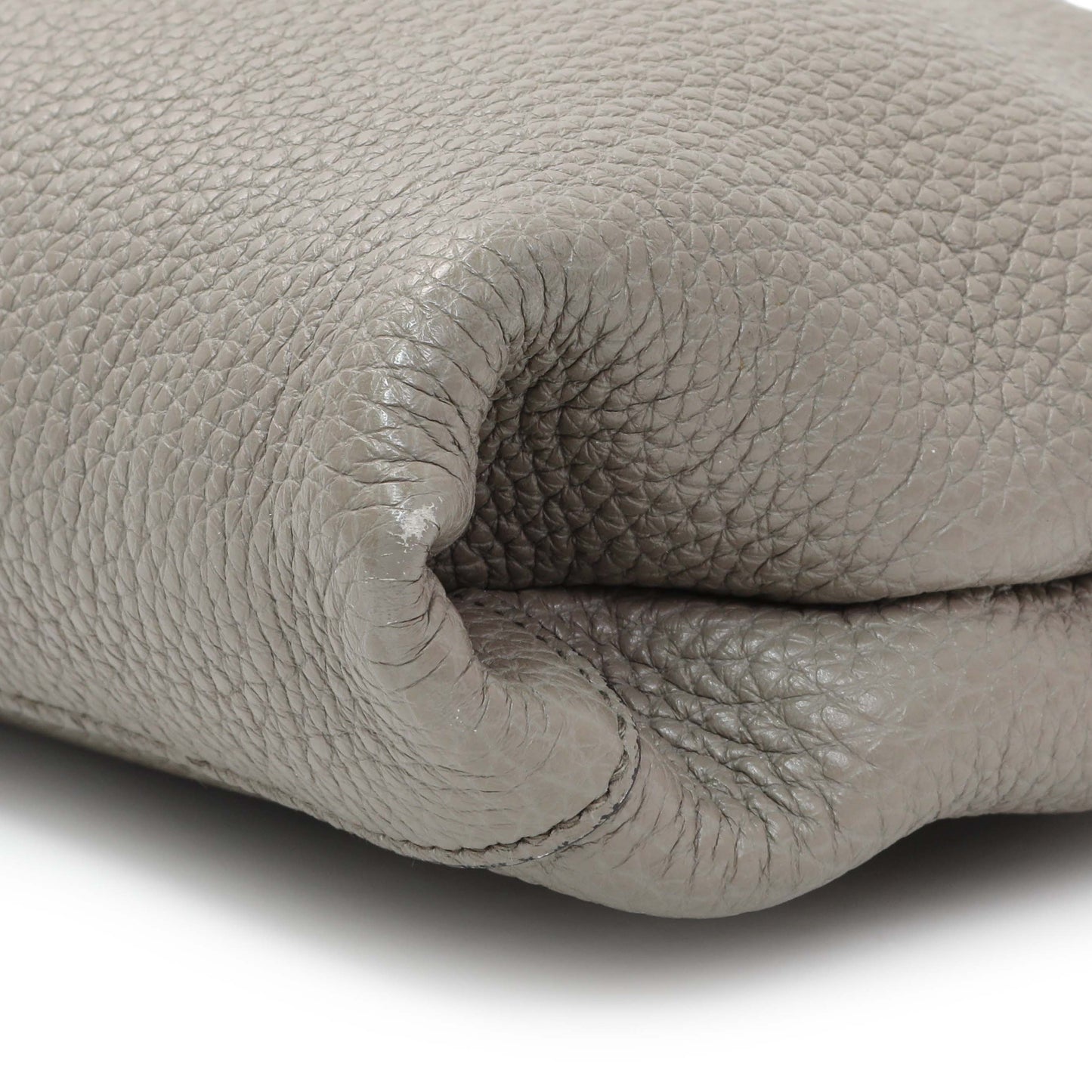 Exclusive Prada Grey Vitello Daino Soft Zippered Shoulder Bag — Detail View