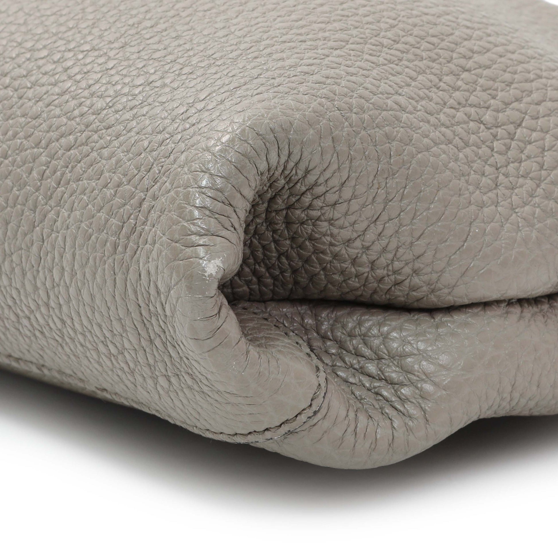 Exclusive Prada Grey Vitello Daino Soft Zippered Shoulder Bag — Detail View
