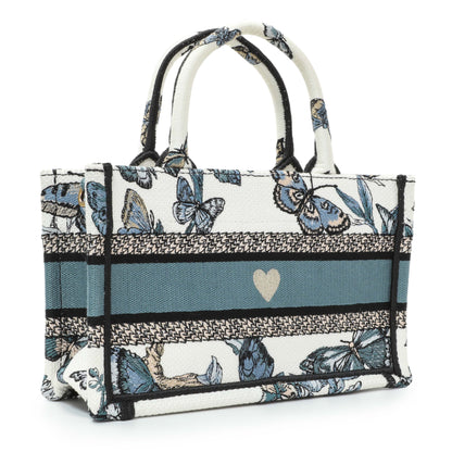 Exclusive Christian Dior Embroidered Canvas Mini Book Tote w/ Strap — Side View