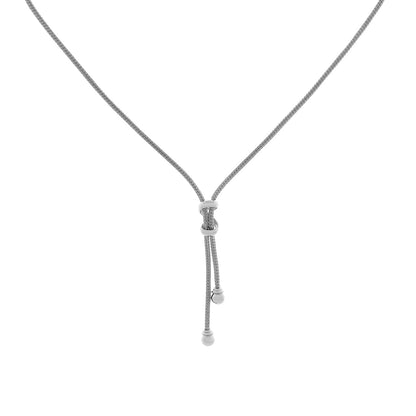 Exclusive 18K White Gold Woven Mesh Knot Necklace — Front View