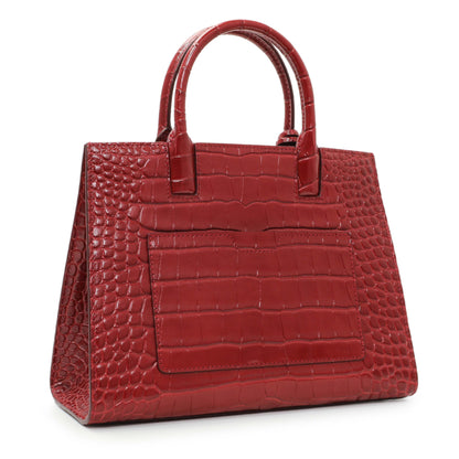 Exclusive Burberry Red Crocodile Embossed Calfskin Mini Frances Tote — Side View