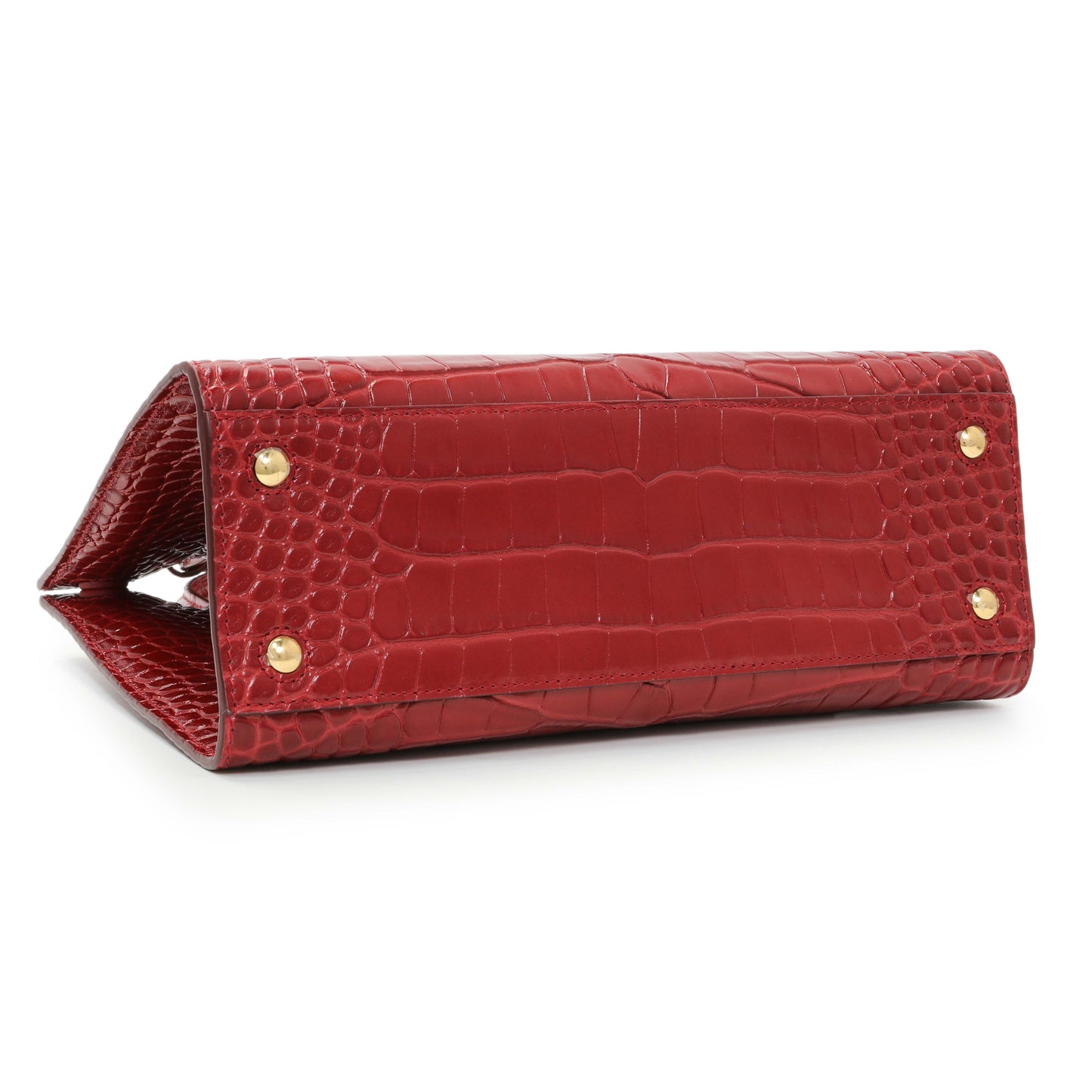 Exclusive Burberry Red Crocodile Embossed Calfskin Mini Frances Tote — Back View