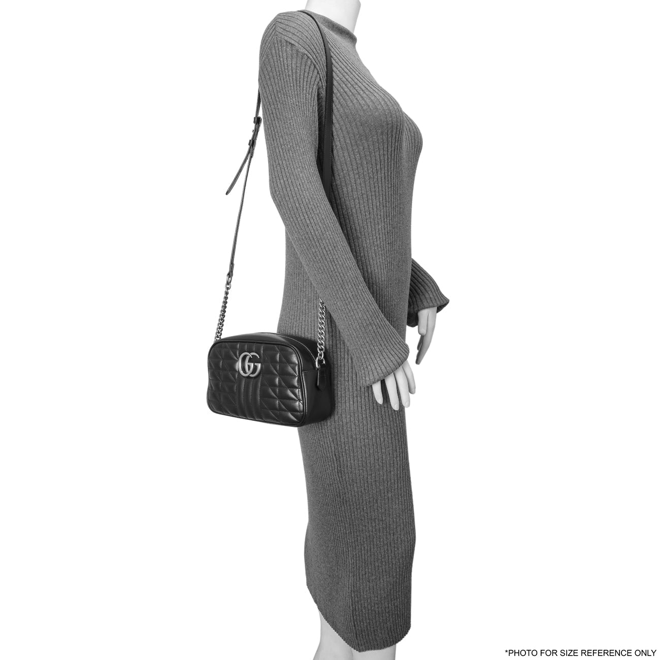 Exclusive Gucci Black Aria Matelasse Calfskin Small Marmont Shoulder Bag — Alternate View 7