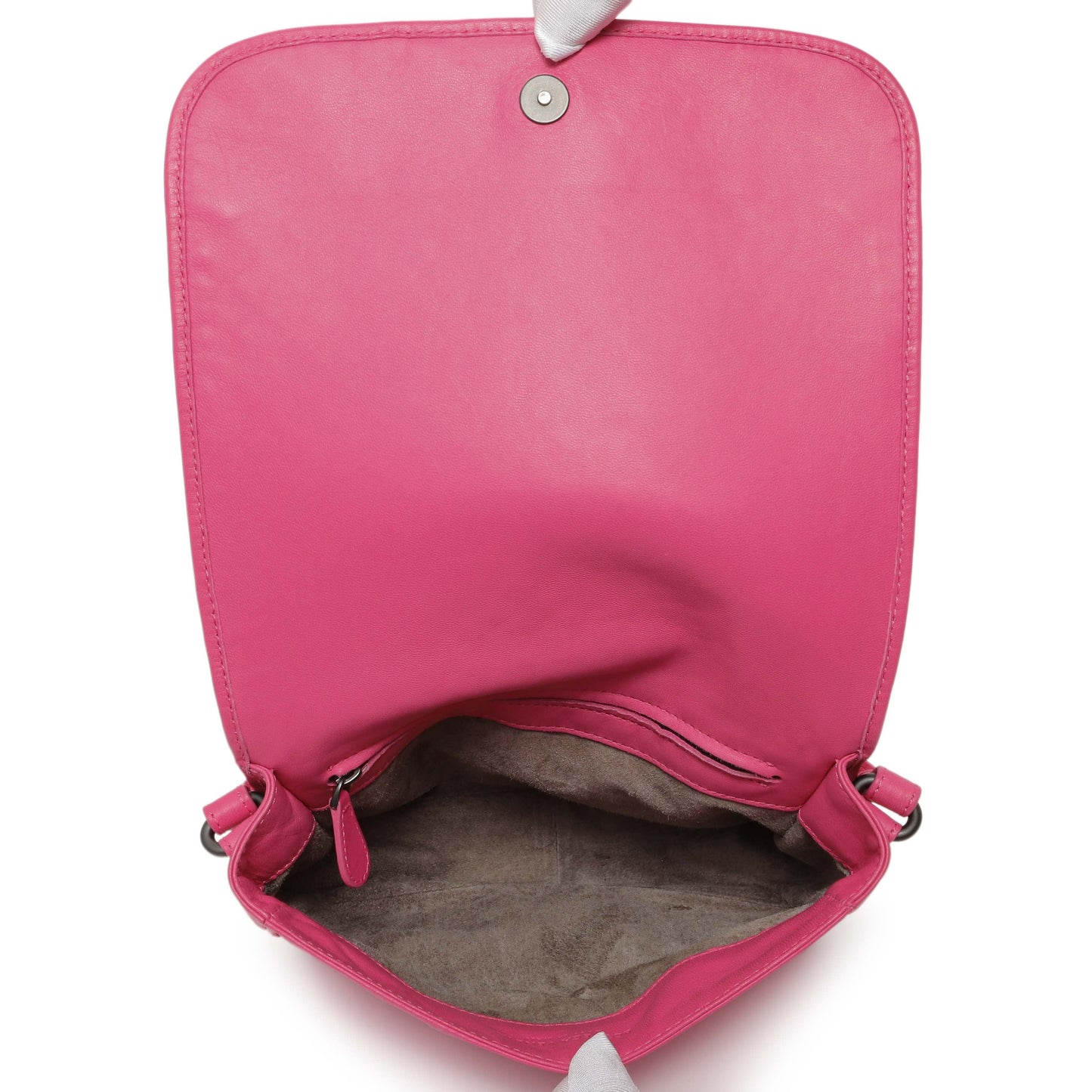 Exclusive Bottega Veneta Pink Nappa Intrecciato Mini Flap Crossbody — Top View
