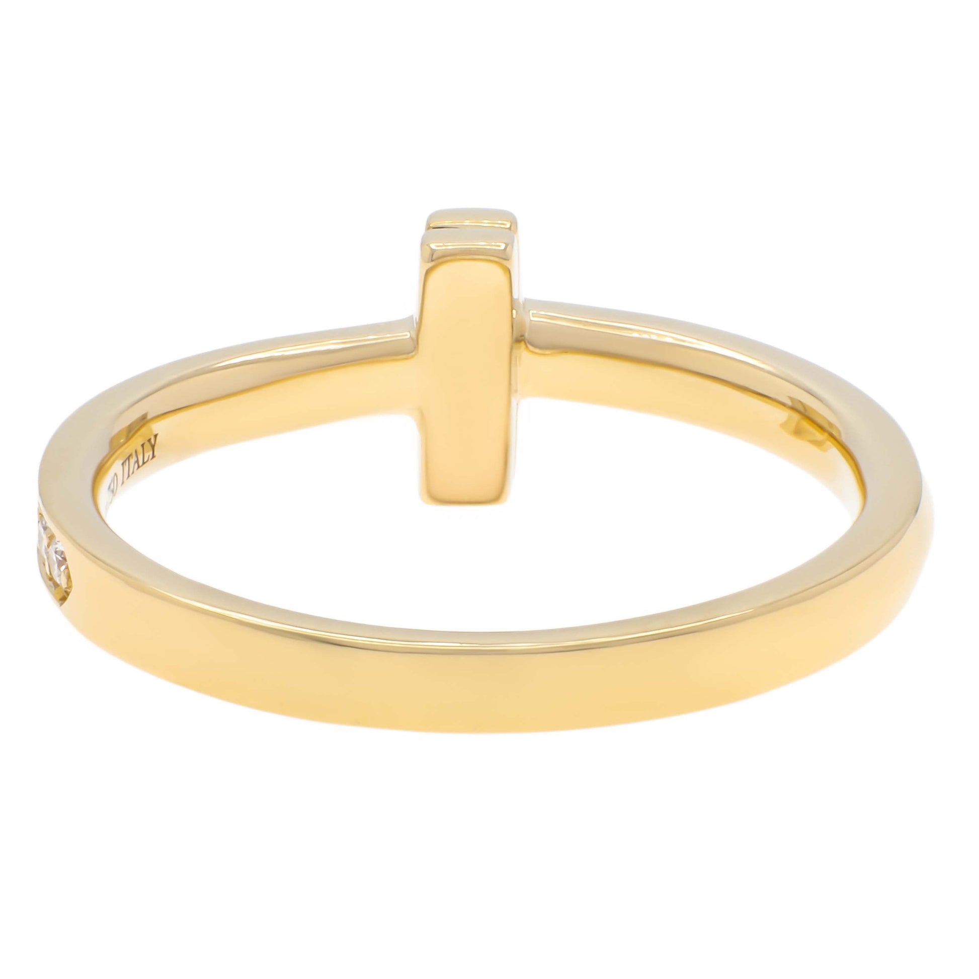 Exclusive Tiffany & Co. 18K Yellow Gold Diamond T1 Ring — Side View