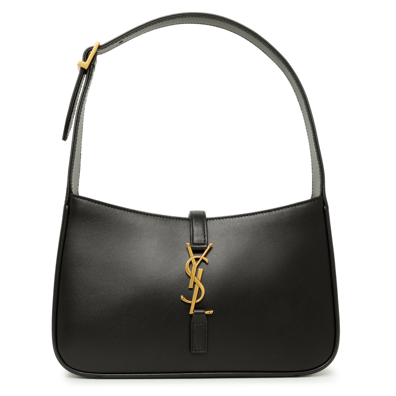 Exclusive Saint Laurent Black Smooth Calfskin Le 5 A 7 Hobo — Front View