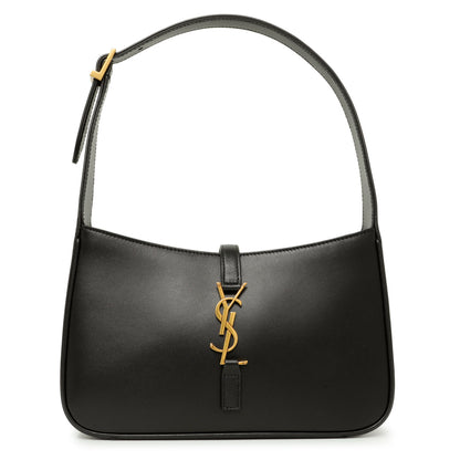 Exclusive Saint Laurent Black Smooth Calfskin Le 5 A 7 Hobo — Front View