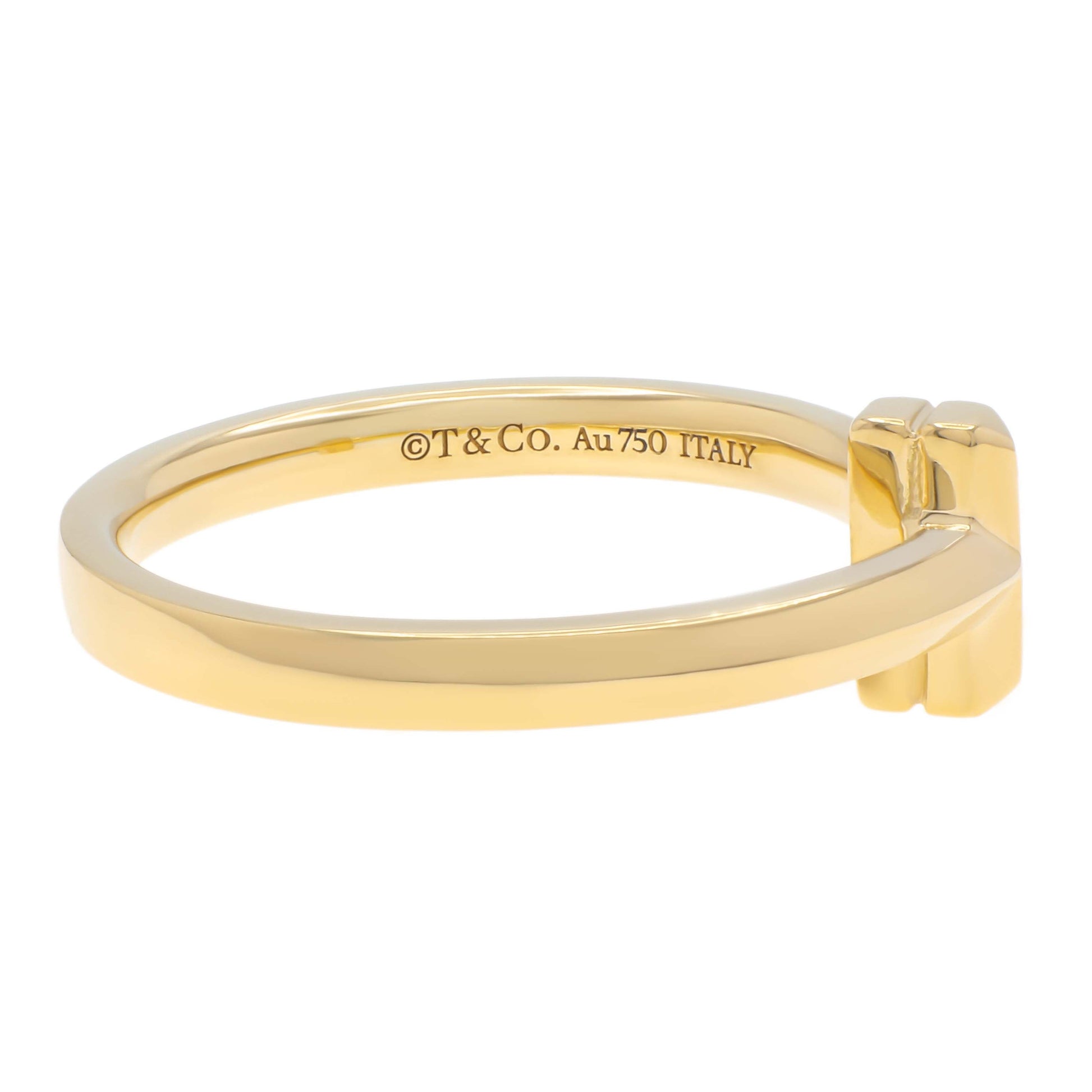 Exclusive Tiffany & Co. 18K Yellow Gold Diamond T1 Ring — Back View