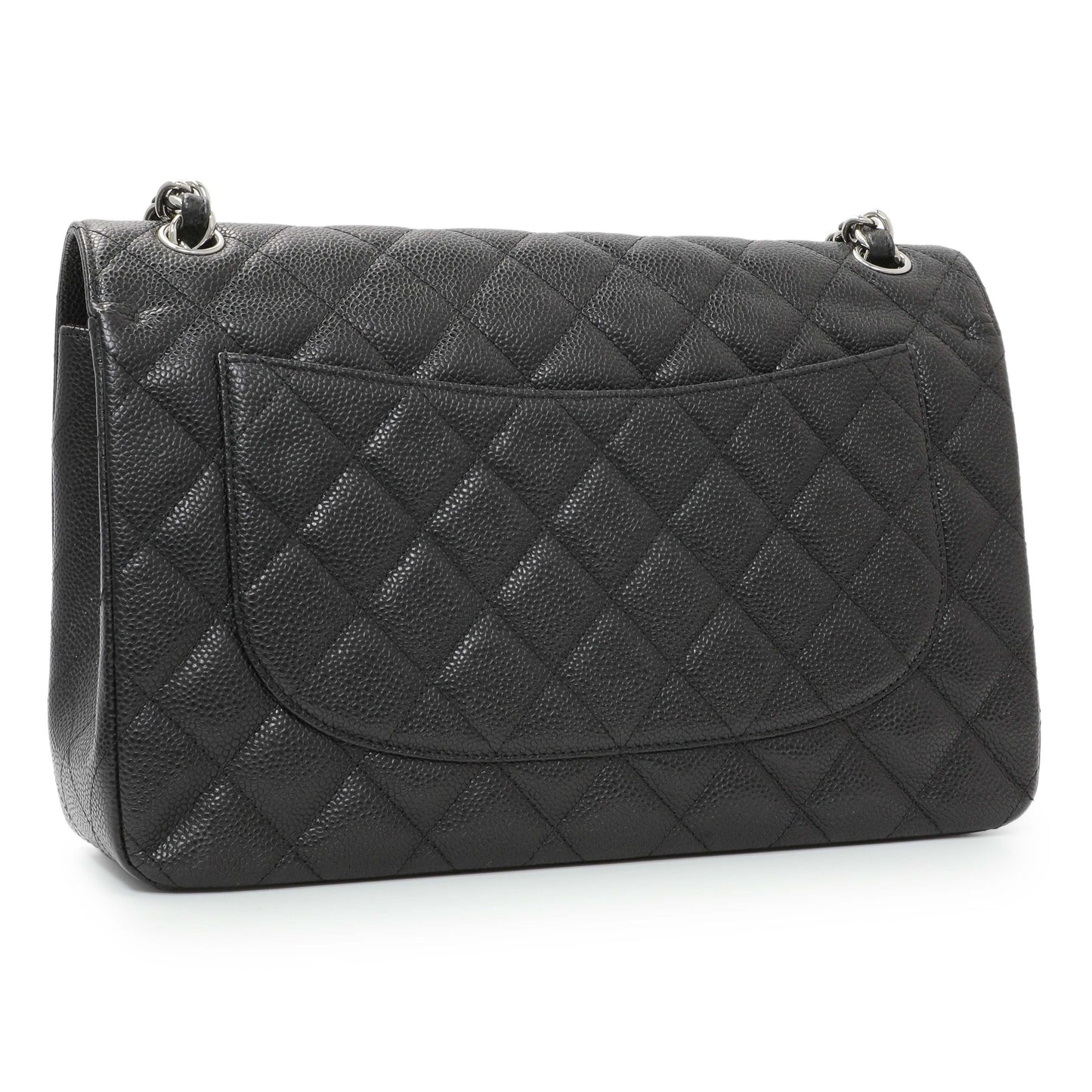 Exclusive Chanel Black Caviar Jumbo Classic Double Flap — Side View