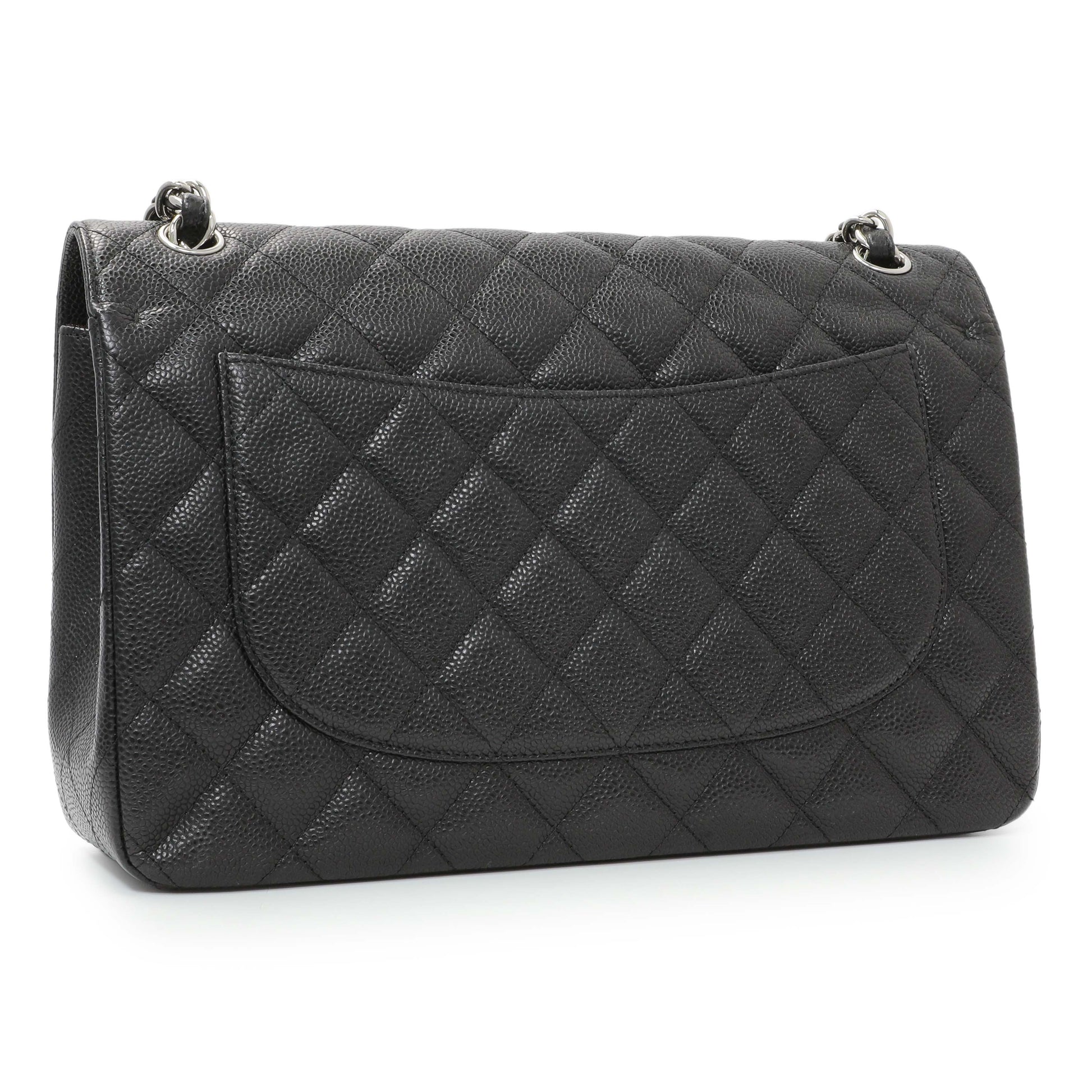Exclusive Chanel Black Caviar Jumbo Classic Double Flap — Side View