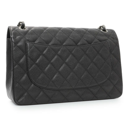 Exclusive Chanel Black Caviar Jumbo Classic Double Flap — Side View