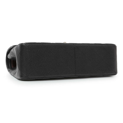 Exclusive Chanel Black Caviar Jumbo Classic Double Flap — Back View