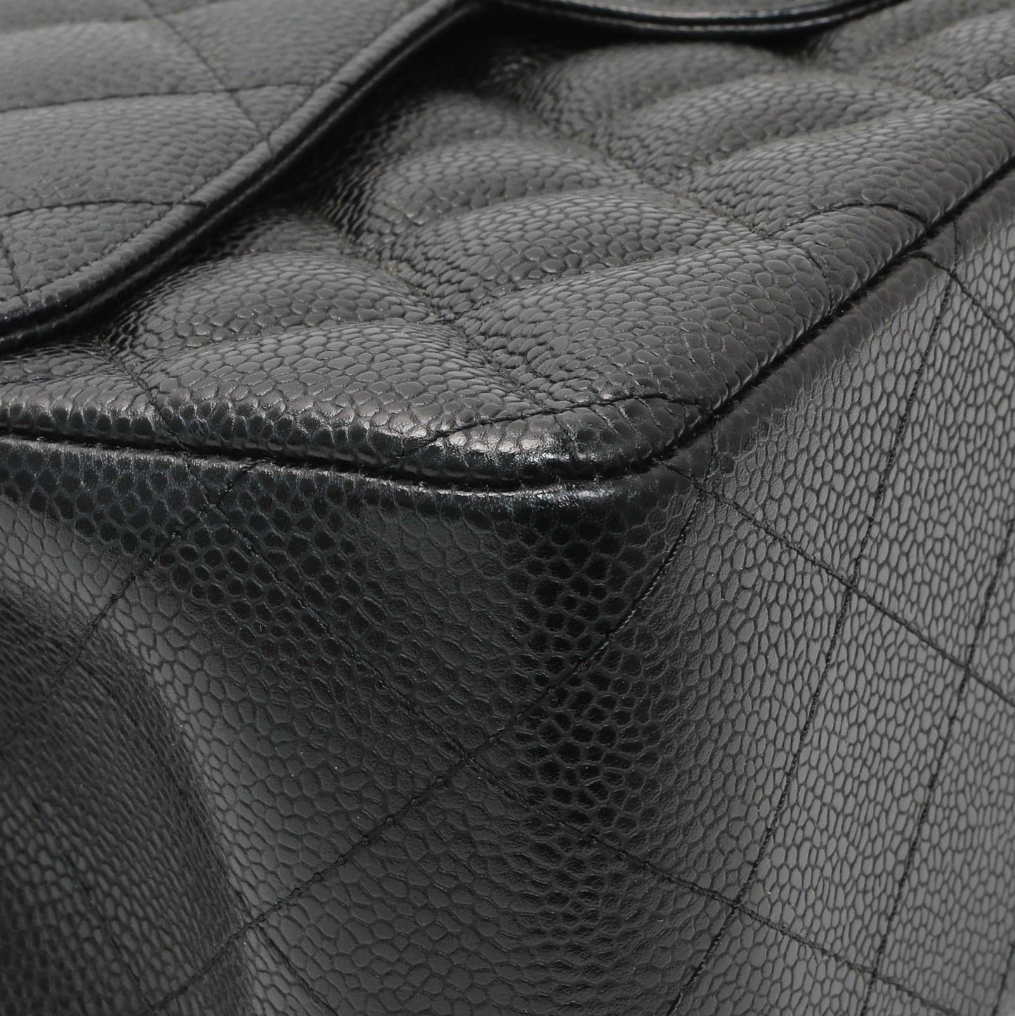 Exclusive Chanel Black Caviar Jumbo Classic Double Flap — Top View