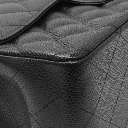 Exclusive Chanel Black Caviar Jumbo Classic Double Flap — Top View
