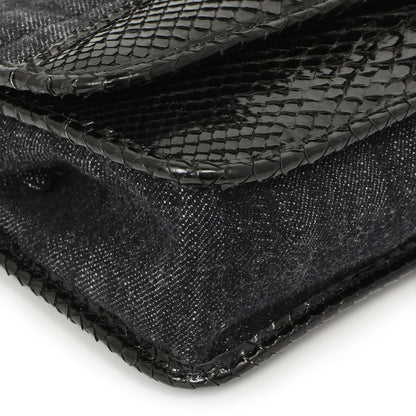 Exclusive Chanel Python Denim Square Quilt Chain Flap — Top View