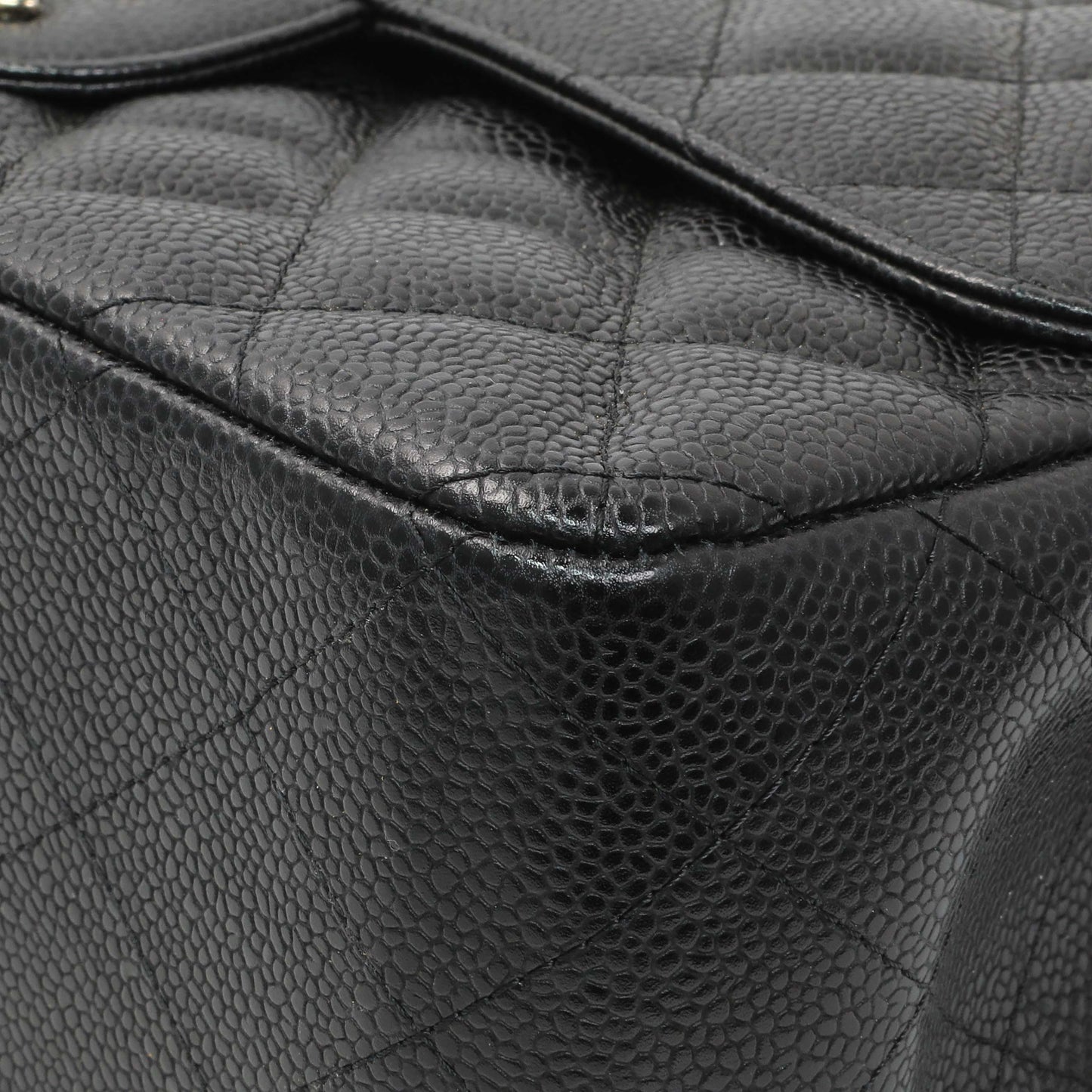 Exclusive Chanel Black Caviar Jumbo Classic Double Flap — Detail View