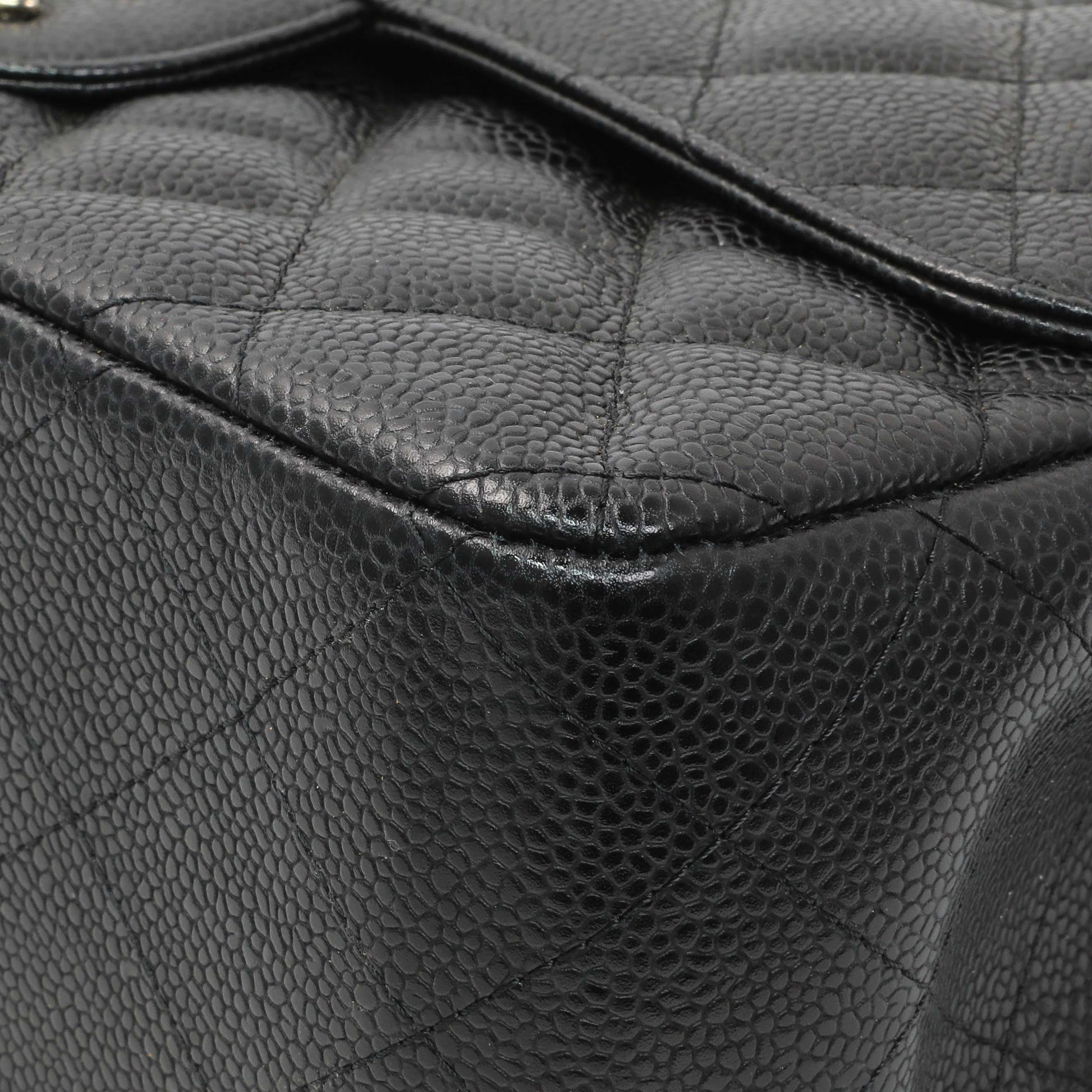 Exclusive Chanel Black Caviar Jumbo Classic Double Flap — Detail View