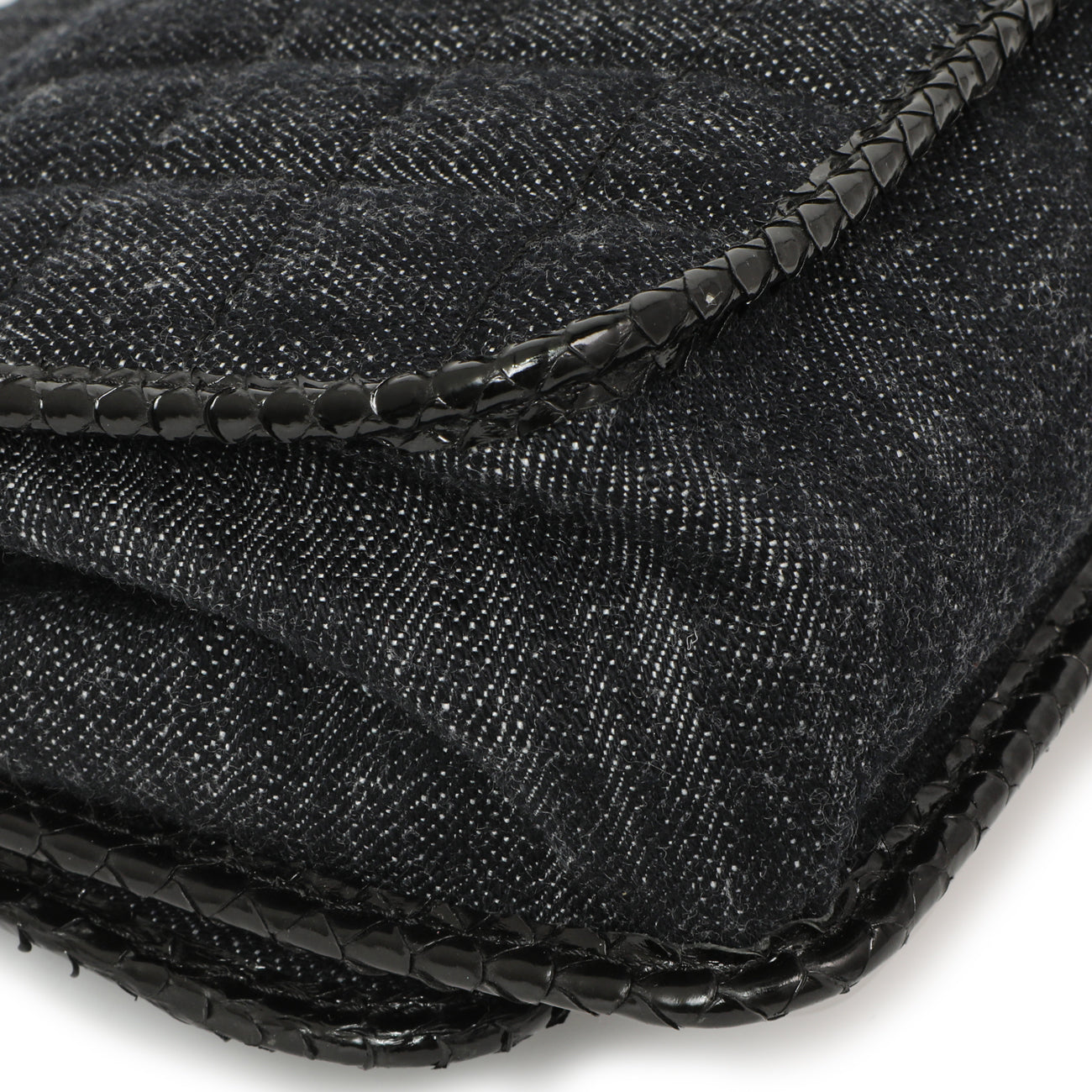 Exclusive Chanel Python Denim Square Quilt Chain Flap — Lifestyle View