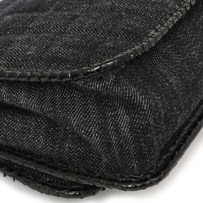 Exclusive Chanel Python Denim Square Quilt Chain Flap — Lifestyle View