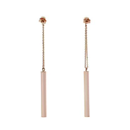 Exclusive 10K Rose Gold Octagon Bar Dangle Earrings — Side View