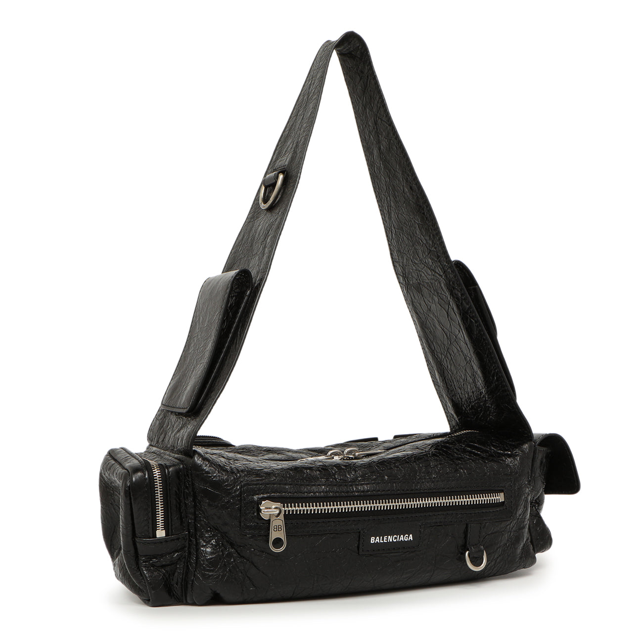 Exclusive Balenciaga Black Lambskin Superbusy XS Sling Bag — Side View