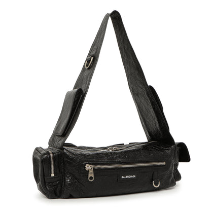 Exclusive Balenciaga Black Lambskin Superbusy XS Sling Bag — Side View