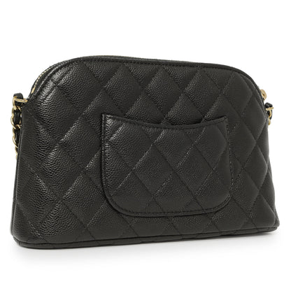 Exclusive Chanel Black Quilted Caviar Classic Clutch with Chain — Back View