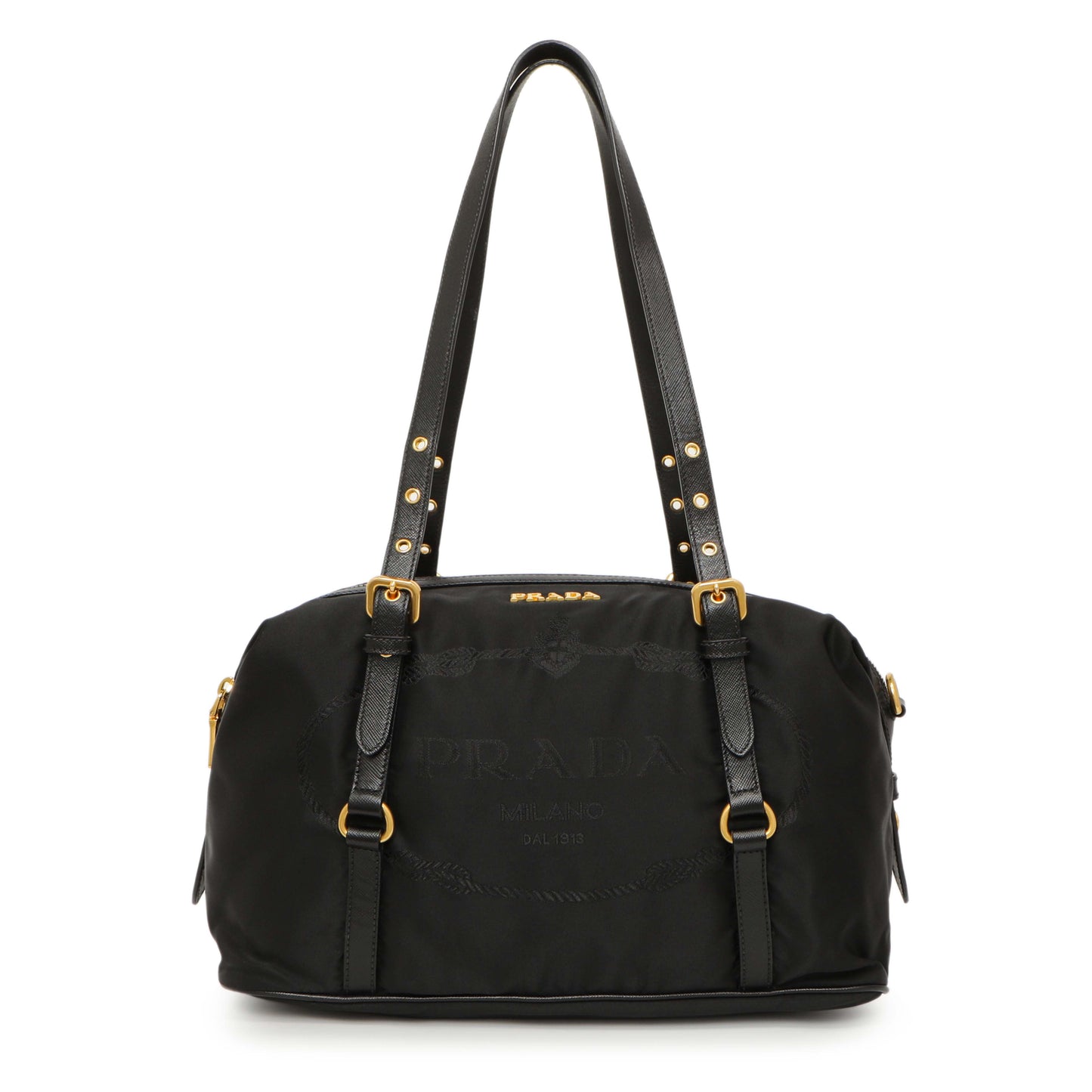 Exclusive Prada Black Nylon Canapa Shoulder Bag — Front View