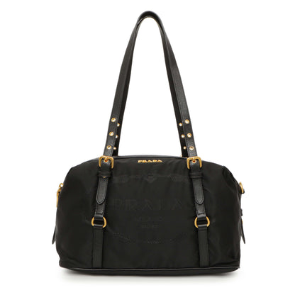 Exclusive Prada Black Nylon Canapa Shoulder Bag — Front View
