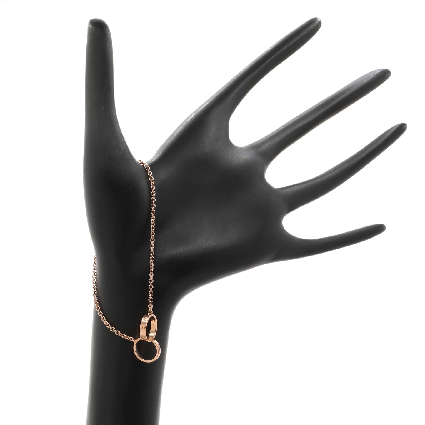 Exclusive Cartier 18K Rose Gold Interlocking Love Bracelet On Chain — Back View