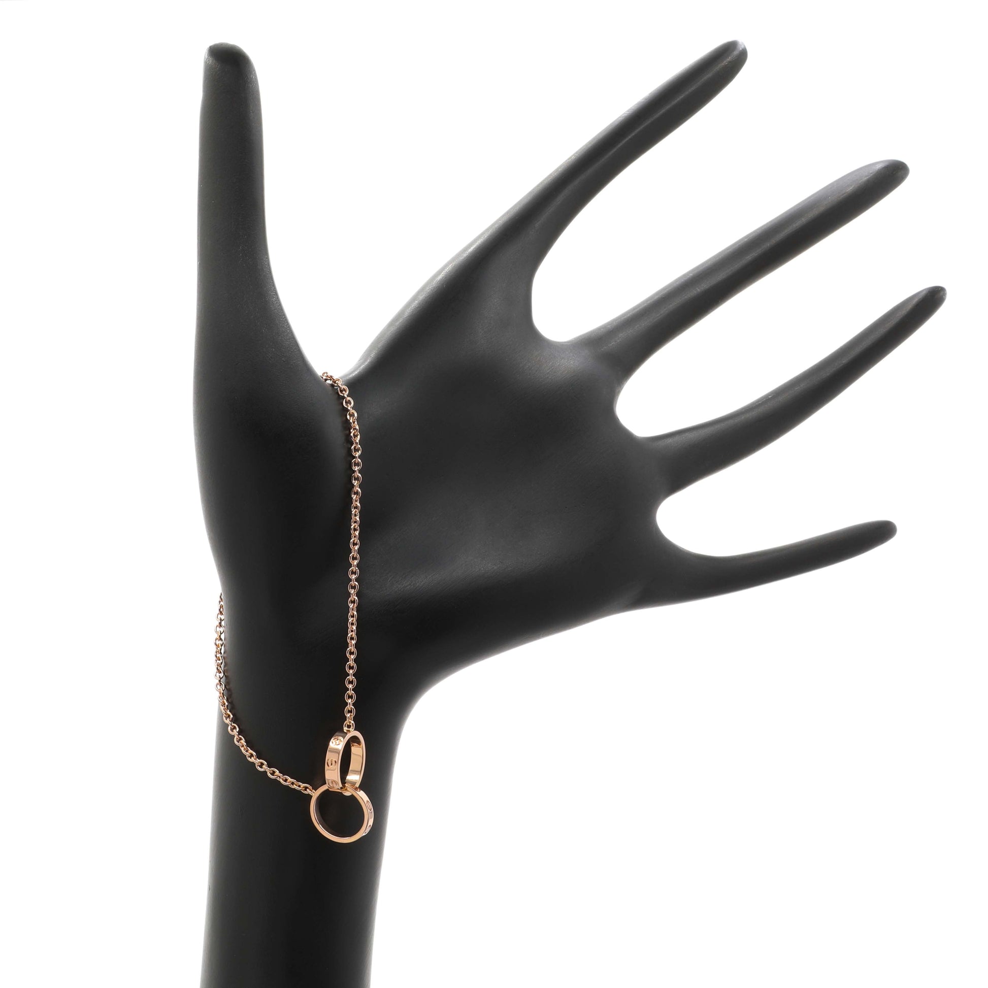Exclusive Cartier 18K Rose Gold Interlocking Love Bracelet On Chain — Back View