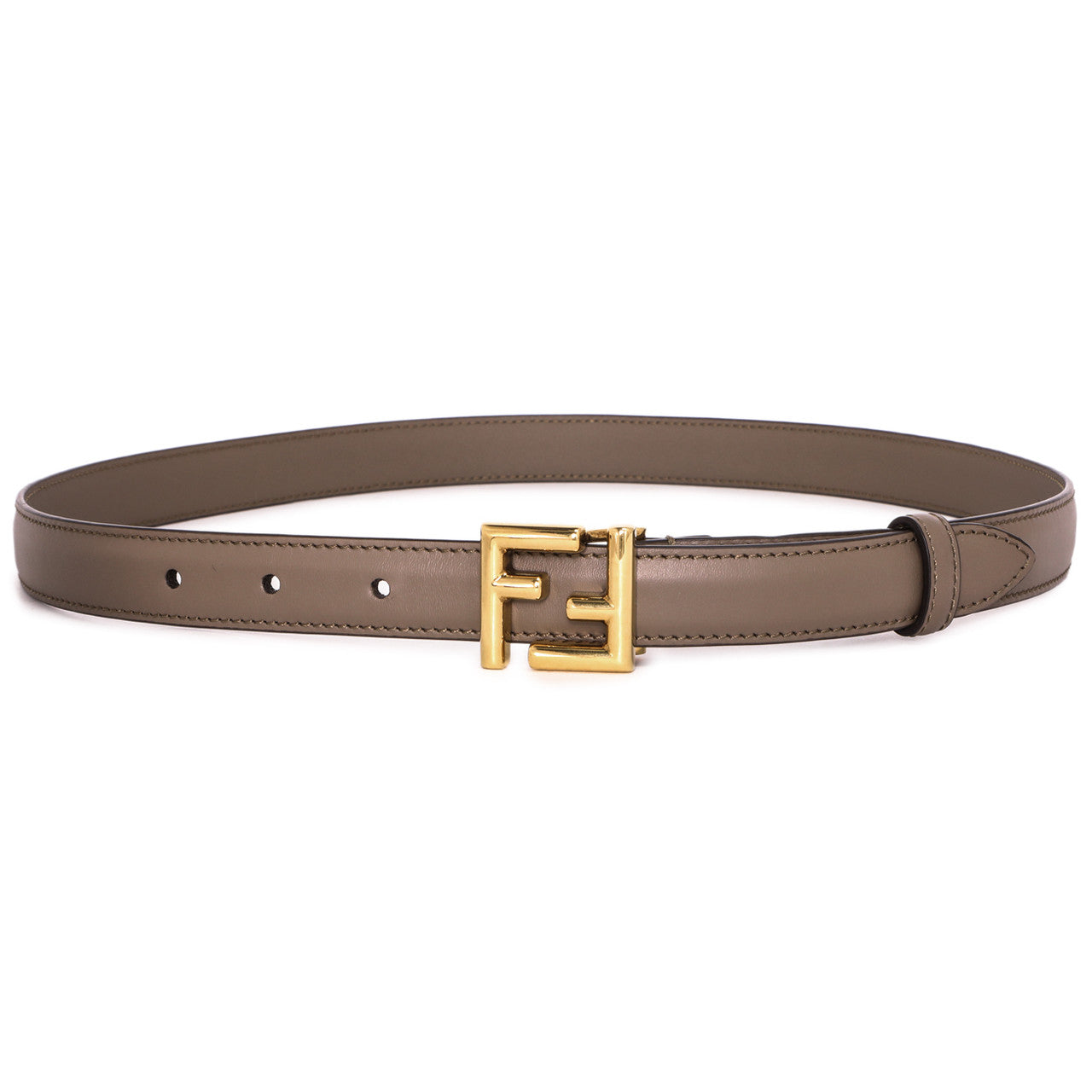Exclusive Fendi Grey Vitello King FF 20mm Belt — Front View