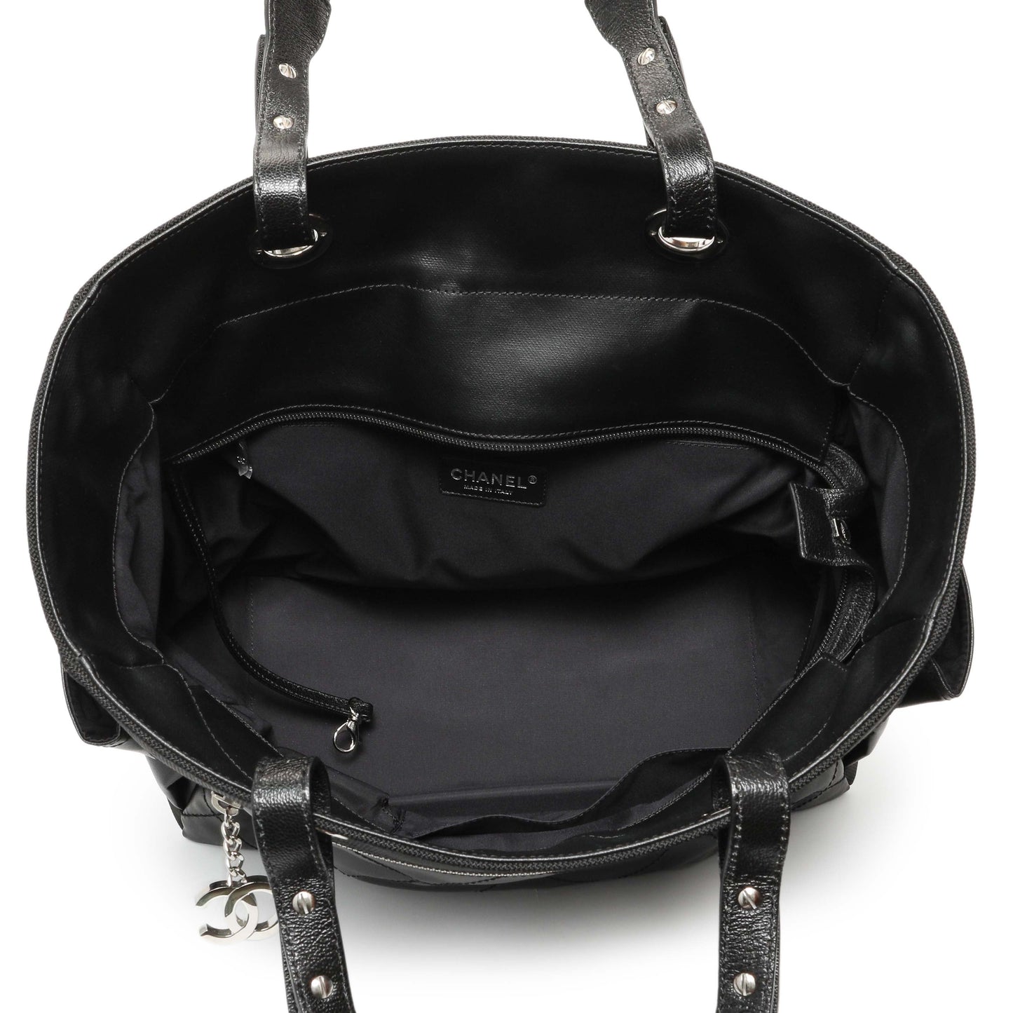 Exclusive Chanel Black Coated Canvas Large Paris Biarritz Tote — Top View