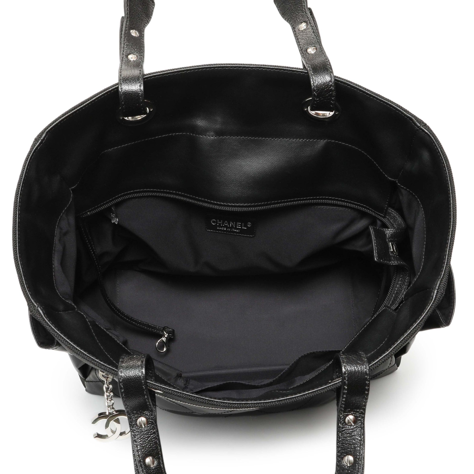 Exclusive Chanel Black Coated Canvas Large Paris Biarritz Tote — Top View