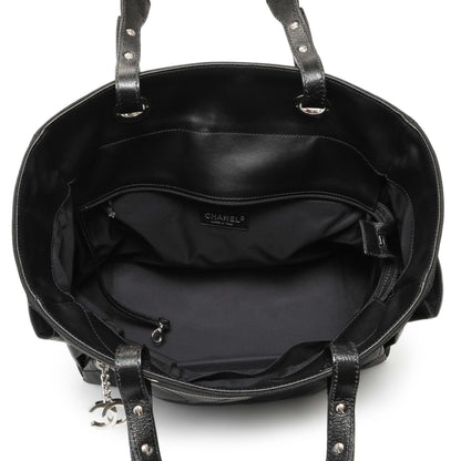 Exclusive Chanel Black Coated Canvas Large Paris Biarritz Tote — Top View