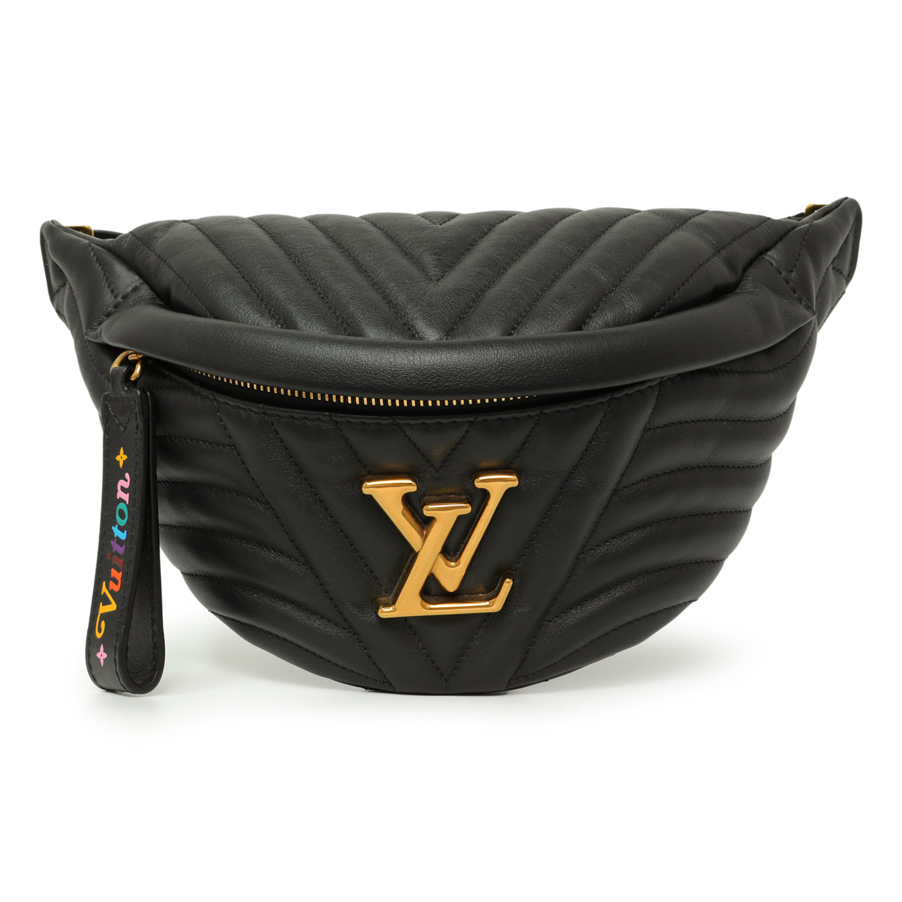 Exclusive Louis Vuitton Black Quilted Calfskin New Wave Bumbag — Front View