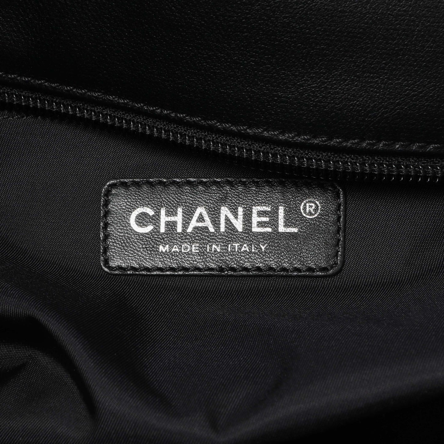 Exclusive Chanel Black Coated Canvas Large Paris Biarritz Tote — Detail View