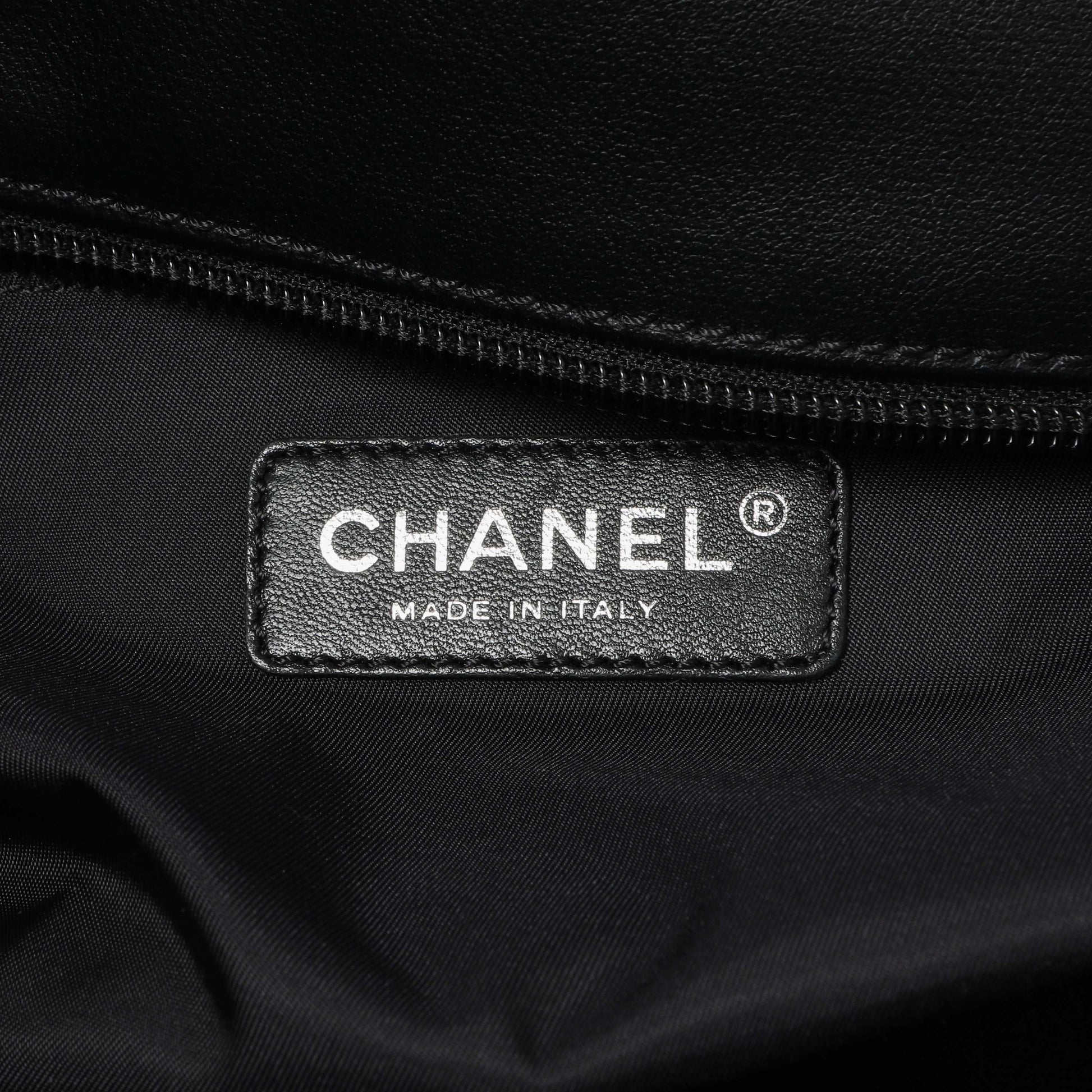 Exclusive Chanel Black Coated Canvas Large Paris Biarritz Tote — Detail View