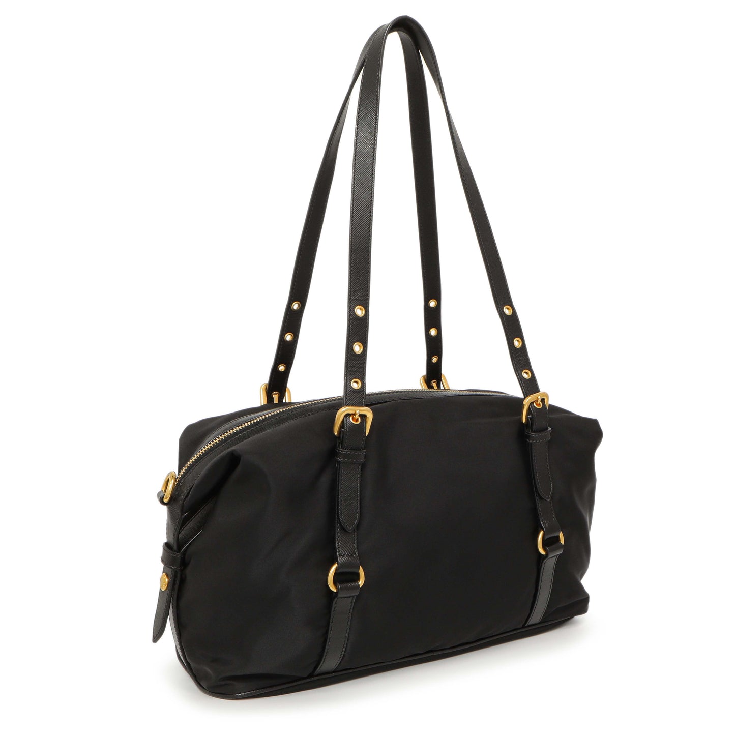 Exclusive Prada Black Nylon Canapa Shoulder Bag — Side View