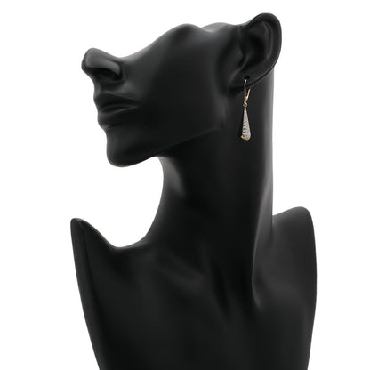 Exclusive 14K Yellow/White Gold Diamond Cut Teardrop Dangle Earrings — Back View