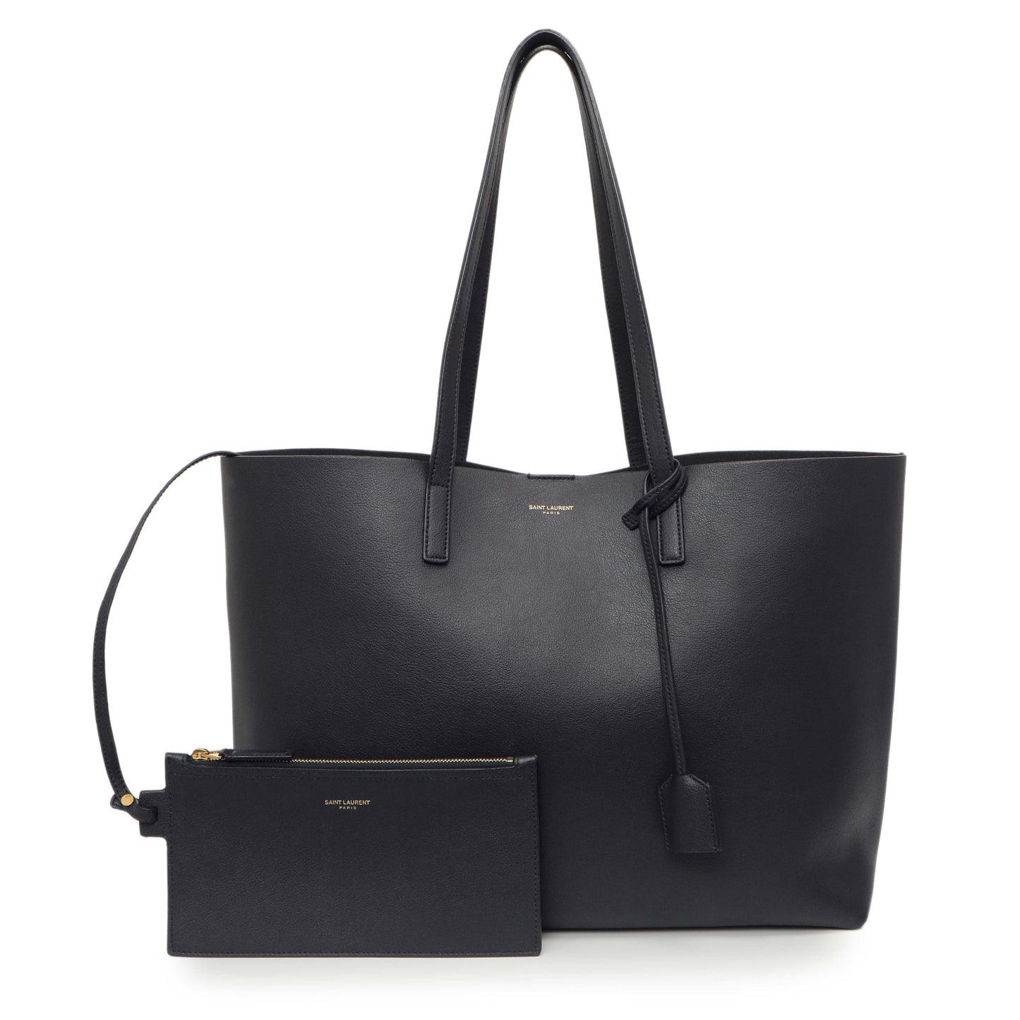 Exclusive Saint Laurent Navy Calfskin Large Shopping Tote — Front View