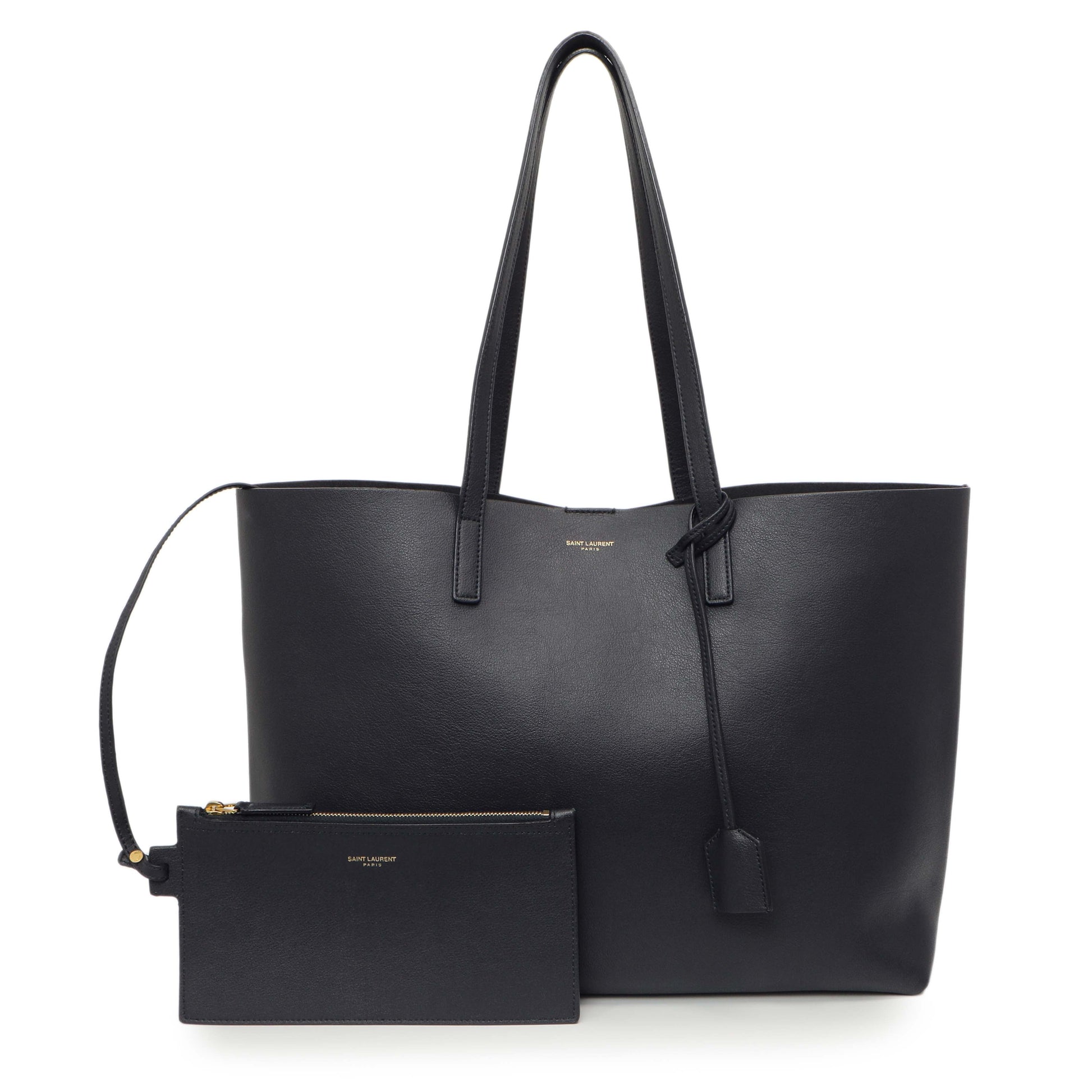 Exclusive Saint Laurent Navy Calfskin Large Shopping Tote — Front View