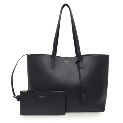 Exclusive Saint Laurent Navy Calfskin Large Shopping Tote — Front View