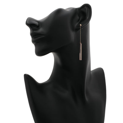 Exclusive 10K Rose Gold Octagon Bar Dangle Earrings — Back View