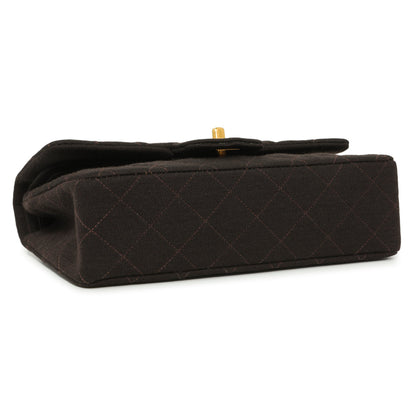 Exclusive Chanel Brown Quilted Jersey Small Double Flap — Back View