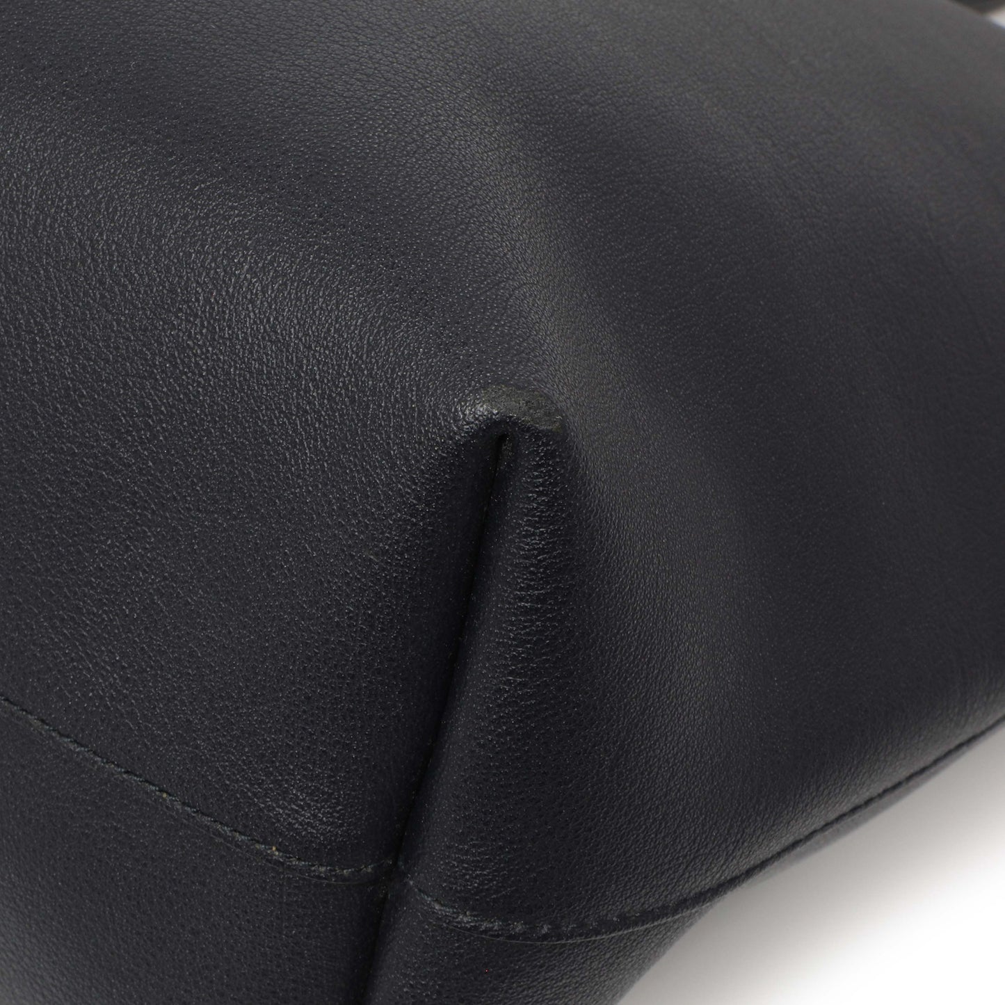 Exclusive Saint Laurent Navy Calfskin Large Shopping Tote — Detail View